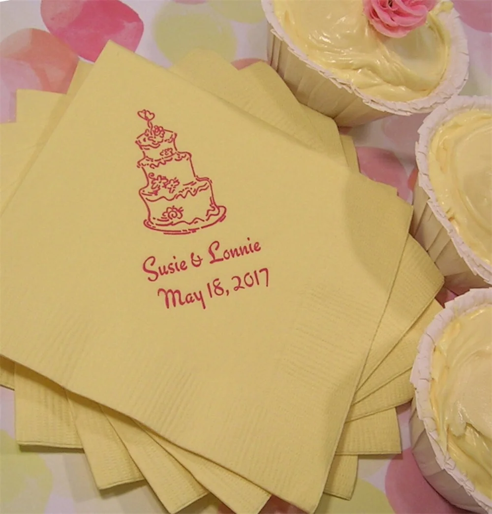 

Anniversary napkins wedding cocktail napkins cake napkins reception napkins custom napkins personalized with your names and date