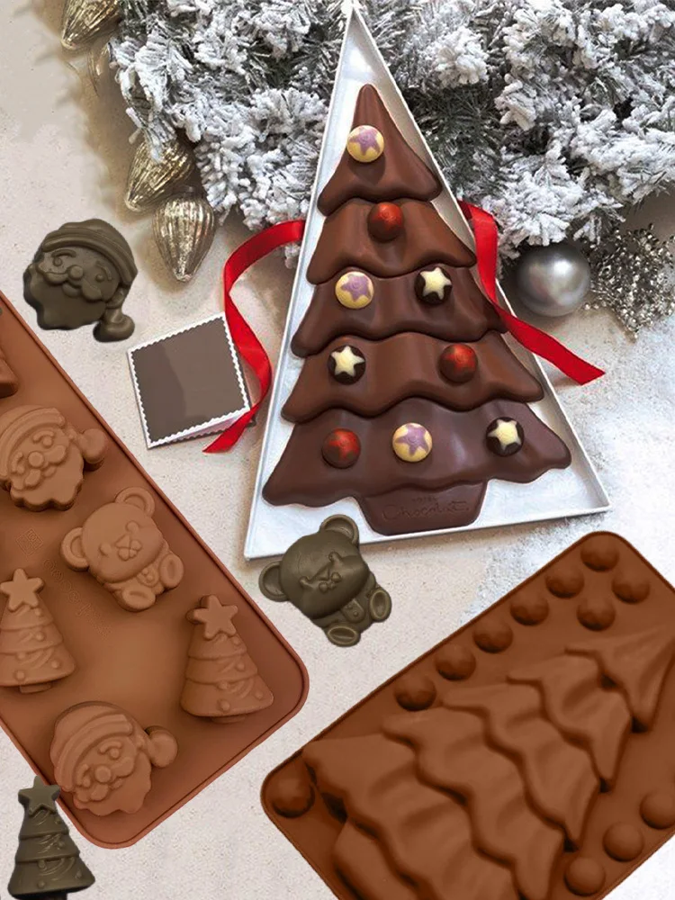 Silicone Mold Bakeware Food Grade Cake Mold Christmas Trees Snowman Gifts DIY Chocolate Baking Mold Cake Decoration Accessories