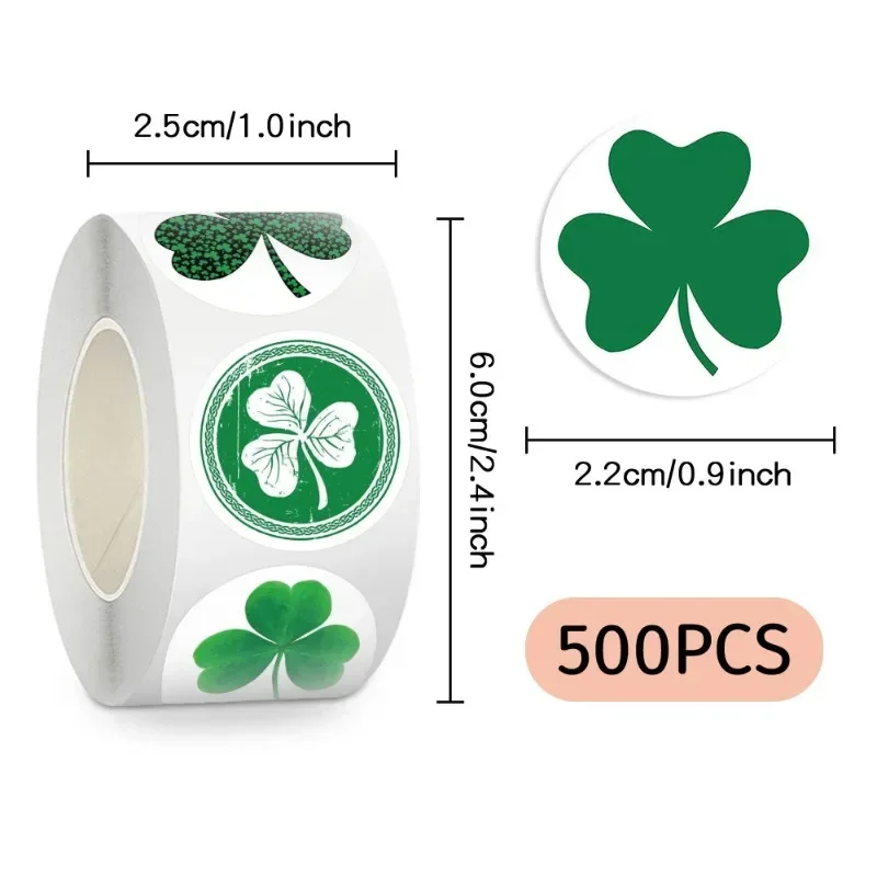 

500 шт./рулон, канцелярские наклейки с зеленым клевером, водонепроницаемые наклейки для скрапбукинга, журнала, чехол для мобильного телефона, украшения для ноутбука