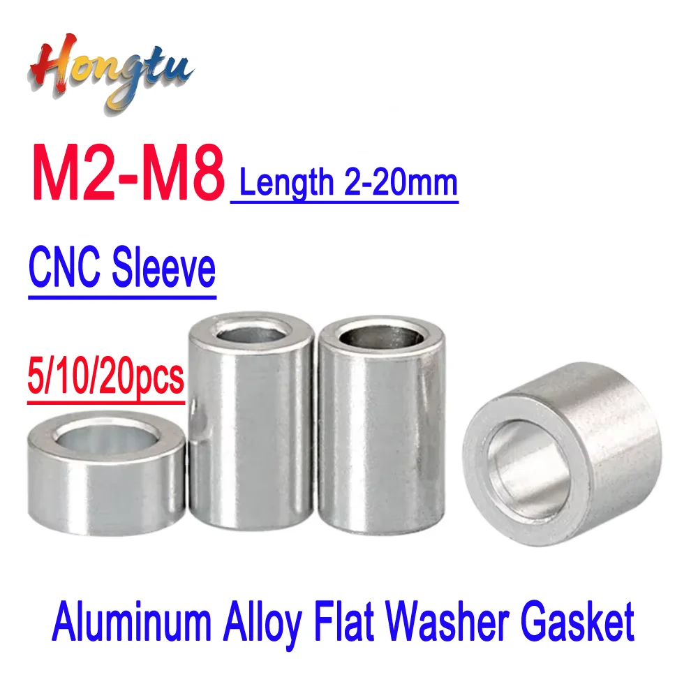 

5/10/20pcs Aluminum Alloy Flat Washer Gasket (CNC Sleeve), M3-M8, Non-threaded Stand-off Spacer for RC Model Parts