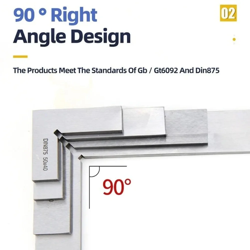 

Professional Metal Try Square Set 90° Angle Ruler 50x40mm & 75x50mm for Woodworking Carpentry DIY