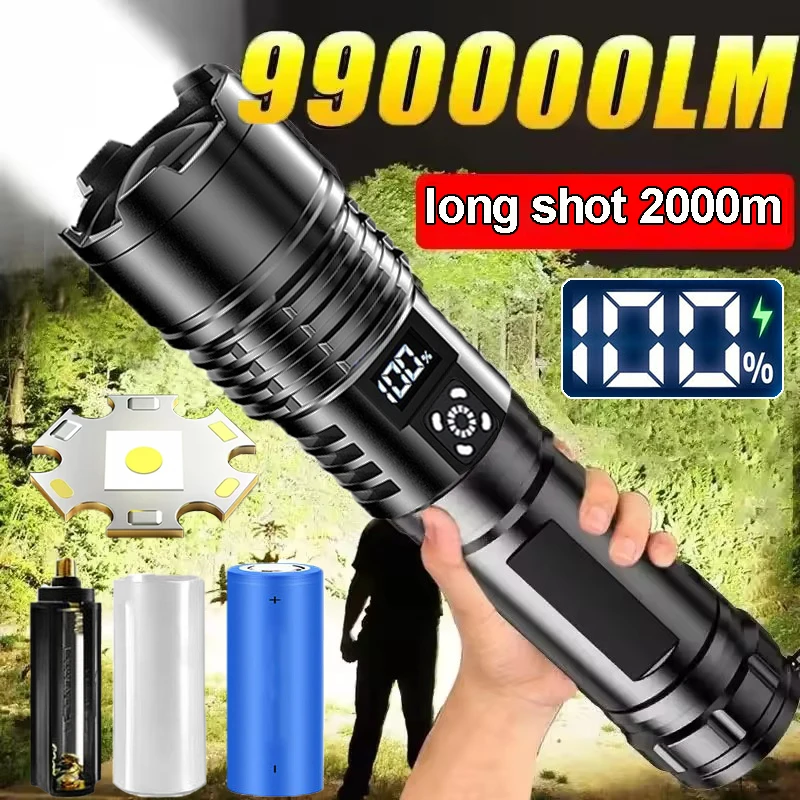 

Мощный перезаряжаемый светодиодный фонарик, очень яркий светодиодный фонарик с аккумулятором 18650, фонарь для рыбалки и кемпинга