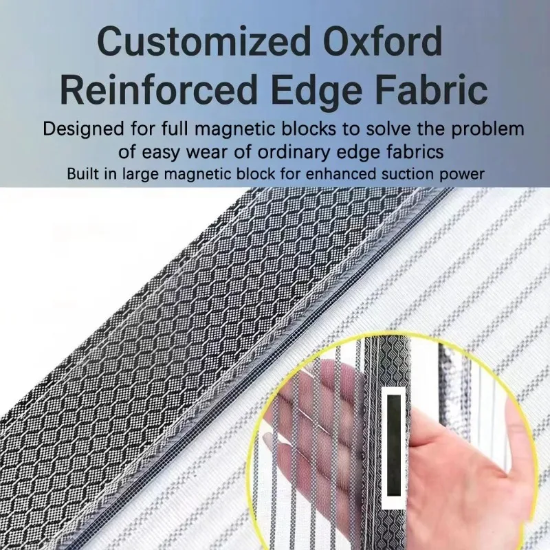 Summer Fashion New Grey Mosquito Proof Magnetic Diamond Mesh Door Curtain, Can Be Installed Without Drilling, Sturdy and Durable