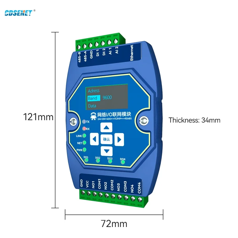 Imagem -02 - Modbus Gateway Ethernet i o Módulo de Rede Ethernet Rs485 2di Mais 2ai 4do Cdsenet Me31-aaax2240 Suporte Modbus Tcp Rtu