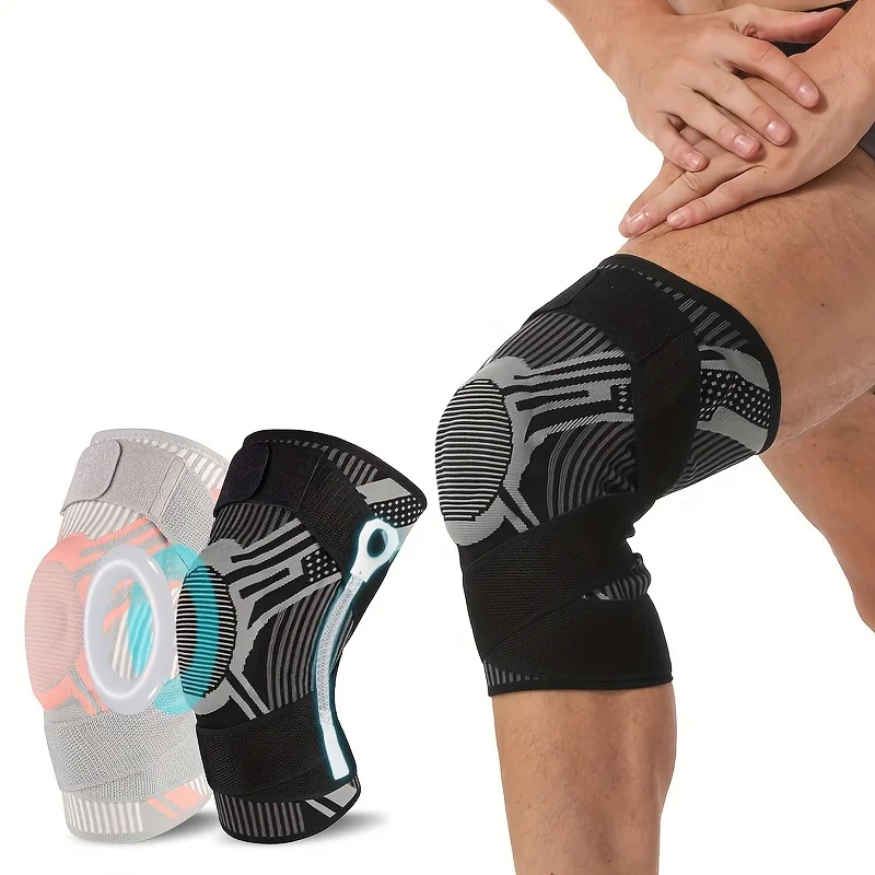 1pc Knee Pad With Patella Gel Pad And Side Stabilizer - Breathable, Warm, Strap-On Meniscus Pressurized Knee Brace, Basketball F