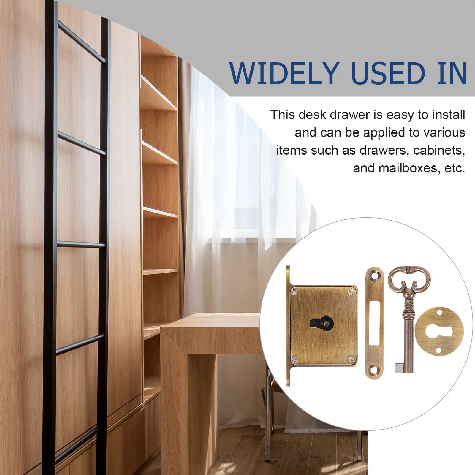 

Комплект из 1 латунного ретро-замка для ящика, замок для шкафа, для картотечного шкафа, надежный замок для офисного стола, замки для ящиков стола с ключом