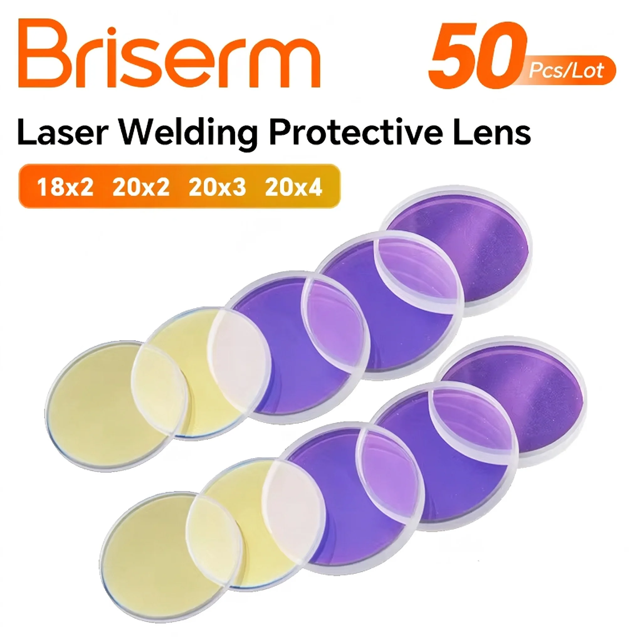 50PCS Laser Protective Lens 18x2 20x2 20x3 20x4 Laser Welder Protection Lens SUP Qilin WSX Laser Welding Machine Protective Lens