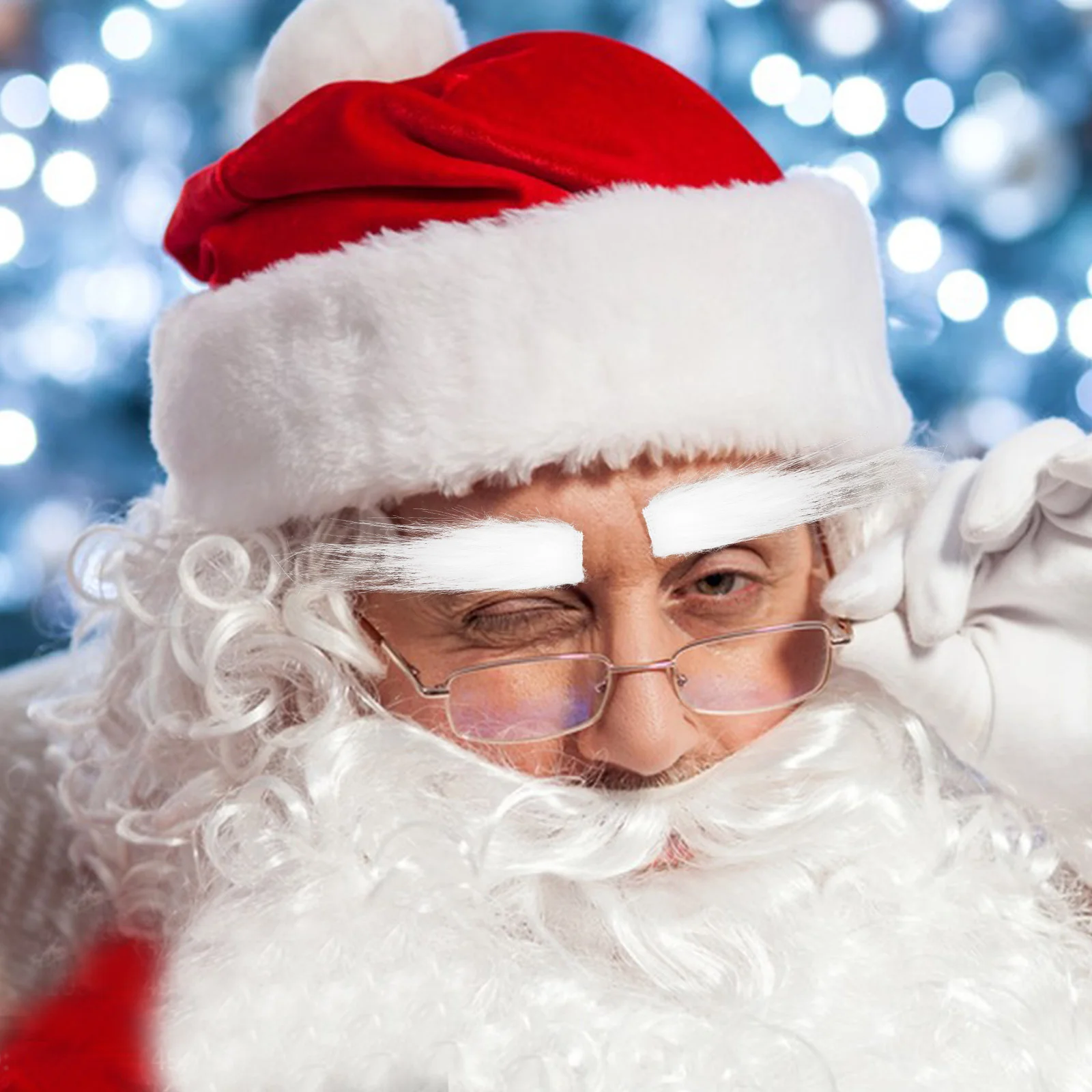 2 Pcs Santa Eyebrows White Fake Facial Hair Christmas Party Props for Masquerade Costume Carnival Xmas Holiday Accessories