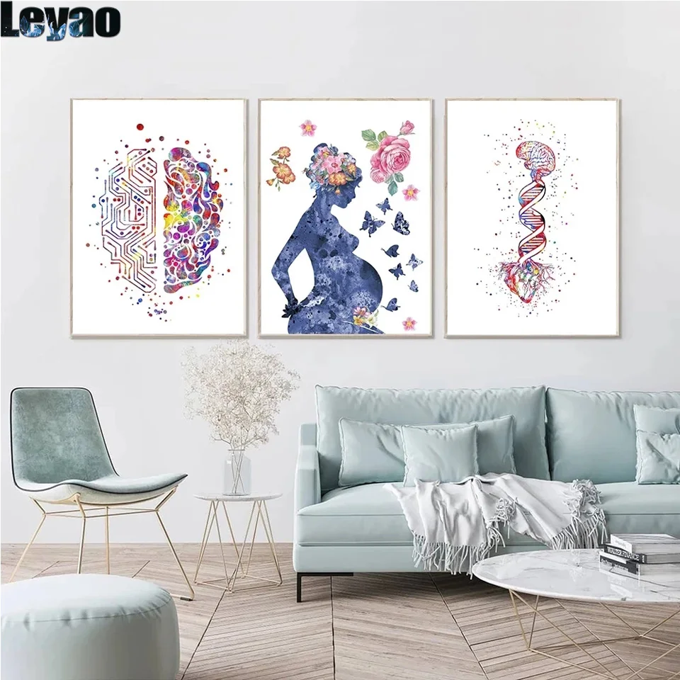 diy full diamond painting Human Anatomy Muscles System Wall Art  embroidery Body Map Wall Picture Medical Education Clinic Decor