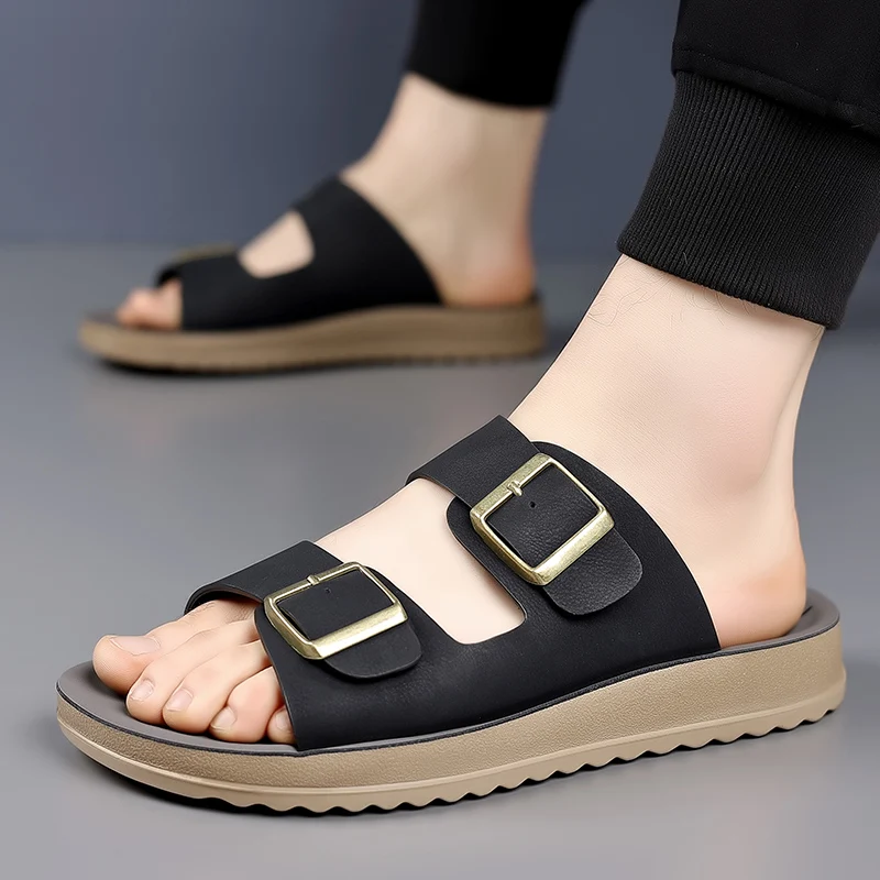 شباشب منزلية للرجال من العلامة التجارية، أحذية شاطئ عصرية للترفيه في الهواء الطلق، أحذية تخييم خفيفة الوزن للرجال في الصيف