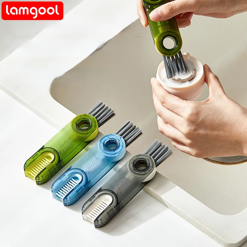 Lamgool 3 in 1 Bottle Gap Cleaner Brush Multifunctional Brush Cup Crevice Cleaning Tools Mini Silicone Cup-Holder Cleaner