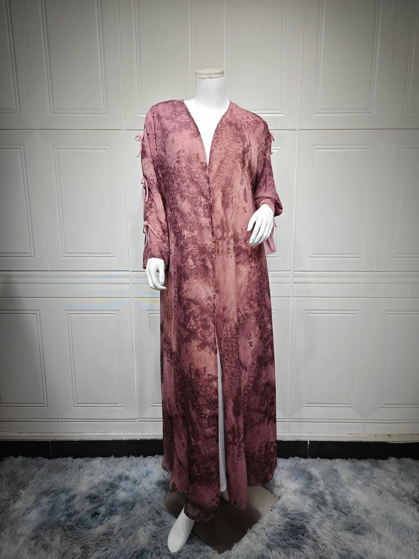 Ramadán Eid Tie Dye mariposa arco musulmán modesto Kimono Abaya Damen Dubai lujo Islam mujeres Kebaya con Hijab Kaftan bata Mujer
