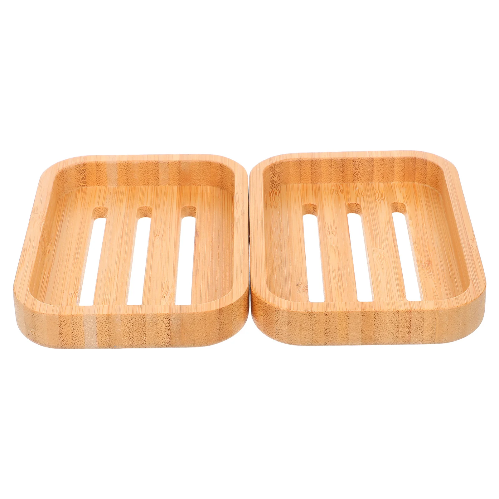 

2Pcs Bamboo Soap Dish Rectangle Self Draining Bar Soap Holder Tray for Bathroom Kitchen Hotel Use Organizer
