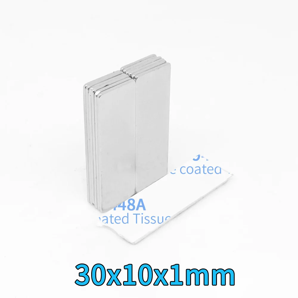 30x10x1mm 얇은 블록 강력한 자석 냉장고, DIY, 건물, 과학, 공예품 용 접착 테이프가있는 강력한 자석 30*10*1 30x10x1