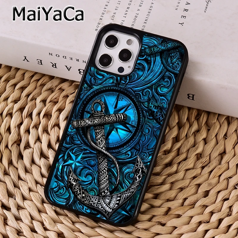 MaiYaCa Anchor nautical ocean tattoo star graphic Phone Case For iPhone 16 15 14 11 12 13 Pro MAX SE 2020 6 7 8 Plus coque