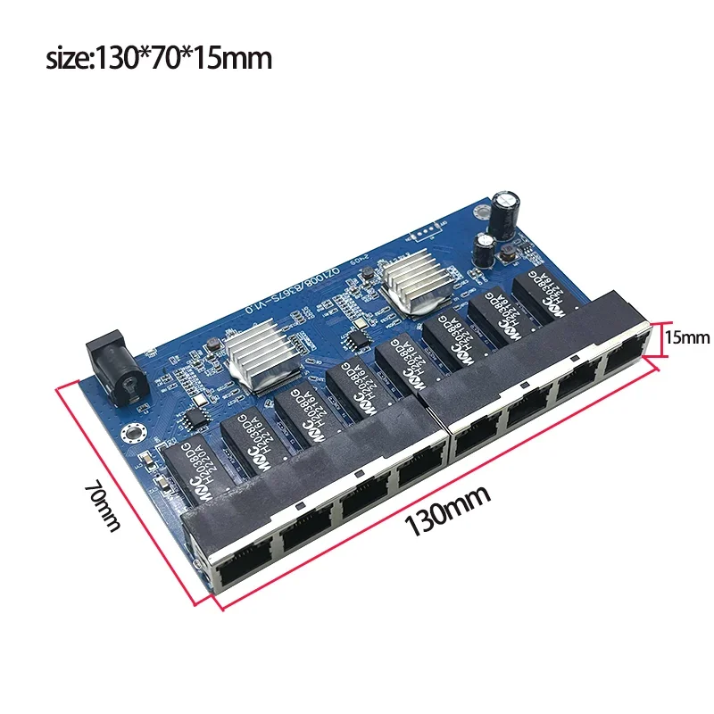 Módulo do interruptor de rede Ethernet, 5v-16v, 8 portas, 10/100/1000m