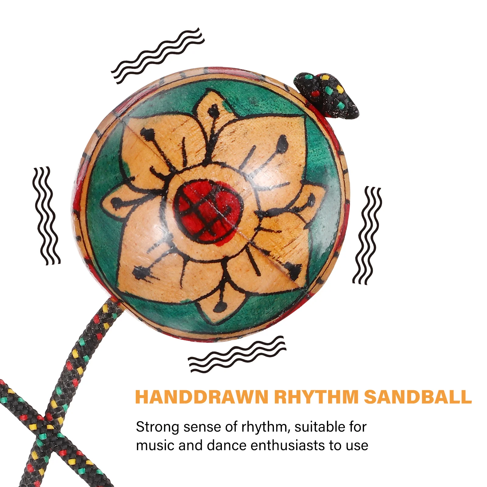 Hand Crank Accessories Indonesian Hand-painted Rhythm Maracas Style Musical Instruments Sand Hammer Wood Shaker Balls