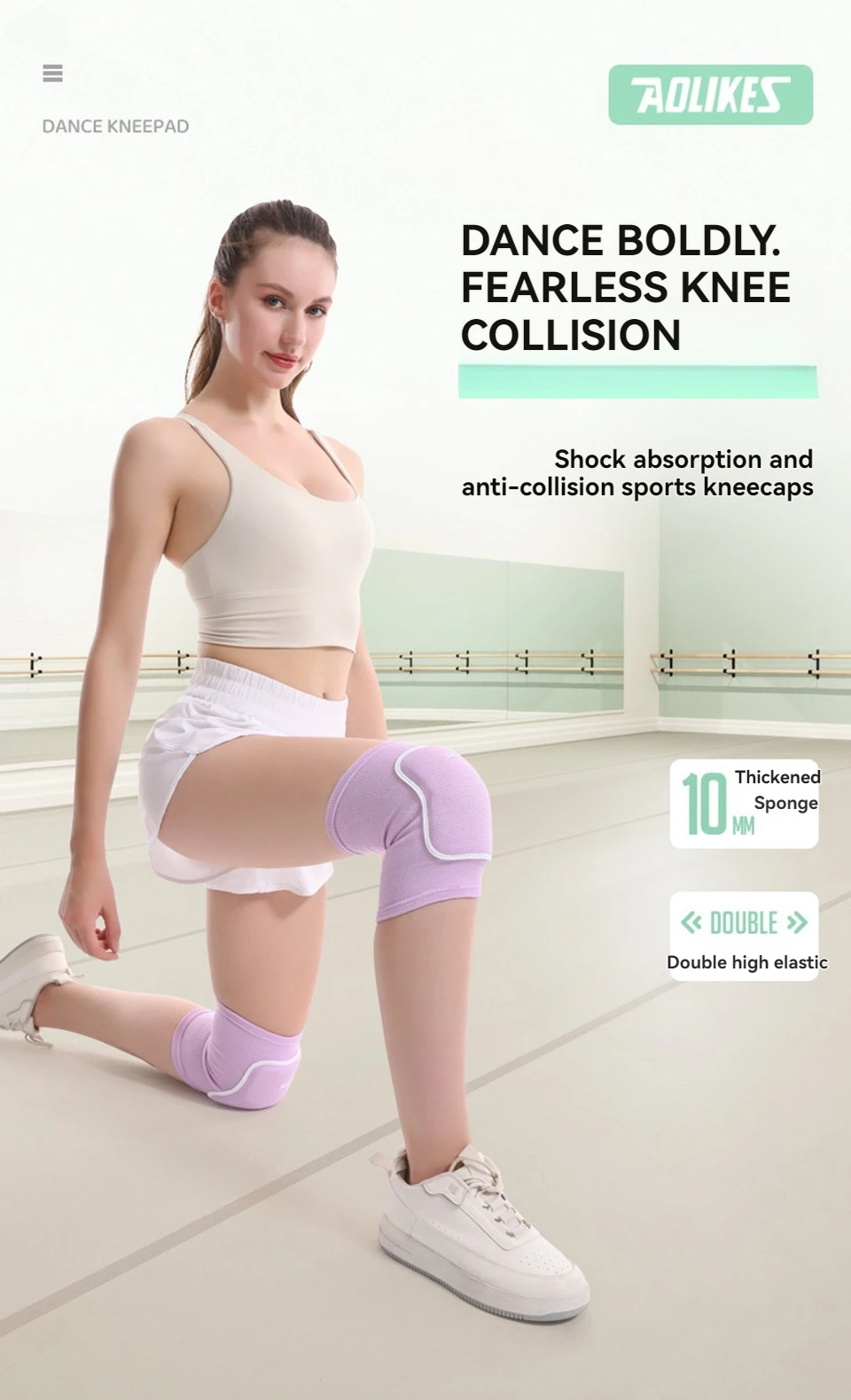 AOLIKES Volleyball-Knieschützer, Knieschützer für Damen, Herren, Kniebandage für Basketball, Volleyball, Fußball, Tanz, Yoga, Tennis, Laufen – Detail 3