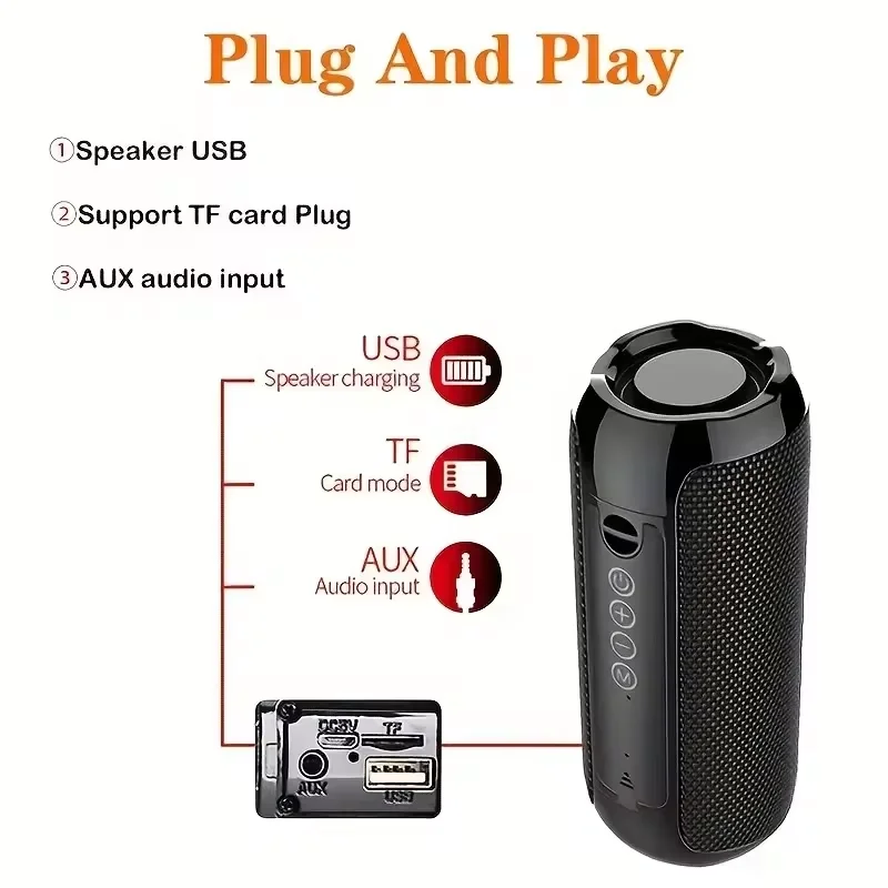 TG117 Outdoor Bluetooth Speaker Portable Wireless Speaker Column Dual Bass Sound Bar Subwoofer Music Player Loudspeaker FM Radio view 6