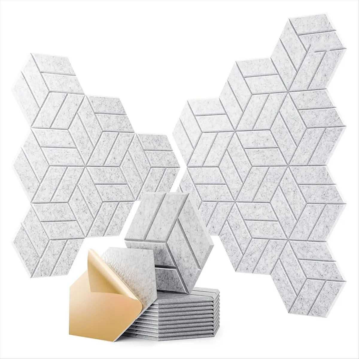 ABYM 22Pcs Self-Adhesive Acoustic Panels,12x10x0.4in Hexagonal Soundproof Wall Panels, Sound Panels for Home Studio Office B