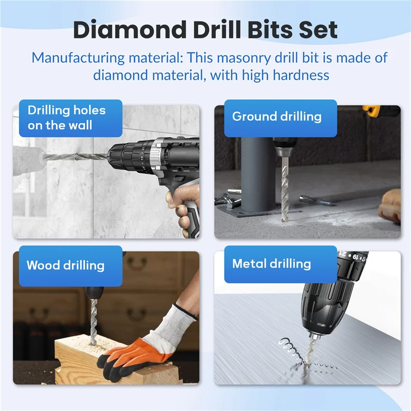 

HGSW-10 Pieces Diamond Drill Bits Set Twist Diamond Tip Drill Bit Heavy Duty Mini Diamond Drill Bit Set For Glass Tile