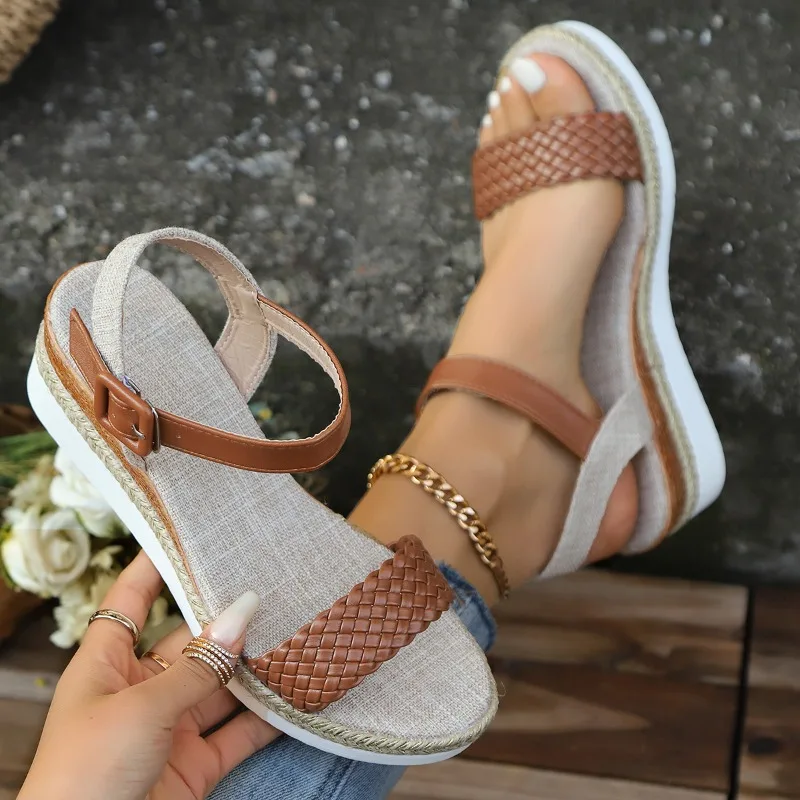 

2026 Summer New Women Sandals Comfortable Elegant Wedge Women Shoes Soft Retro Casual Comfortable Breathable Walking Sandals
