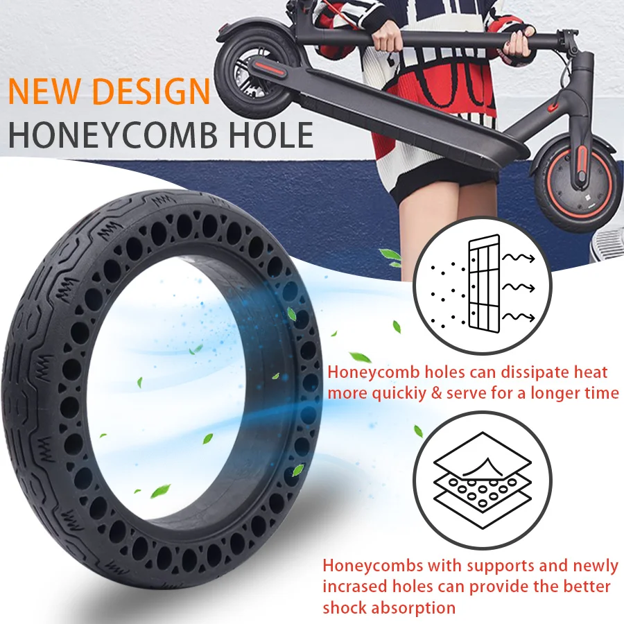 Durable Rubber Solid Tire Electric Scooter Honeycomb Shock Absorber Damping Tyre For Xiaomi Mijia M365 Repair Replacement Wheels