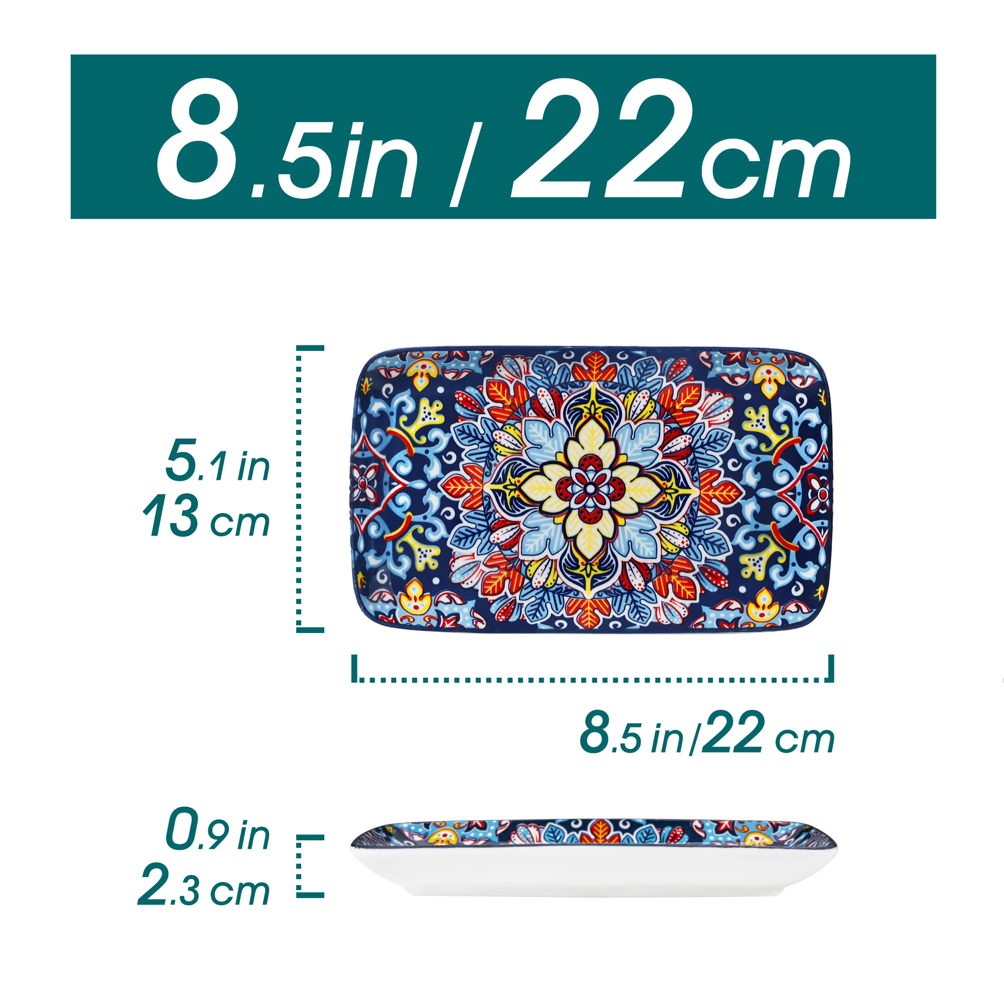 فانكاسو 6/12 قطعة أطباق تقديم مستطيلة من البورسلين بوهيمية 8.5 بوصة طقم أطباق عشاء لحم البقر/الطعام/المعكرونة/المعكرونة 6 أشخاص #2