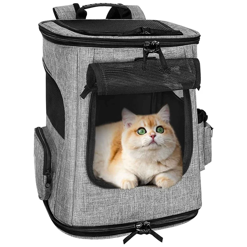 

Cat Carrier Backpack, Portable Back Support Backpacks For Small Dogs Pets, Foldable Breathable Puppy Kitten Carrying Bag