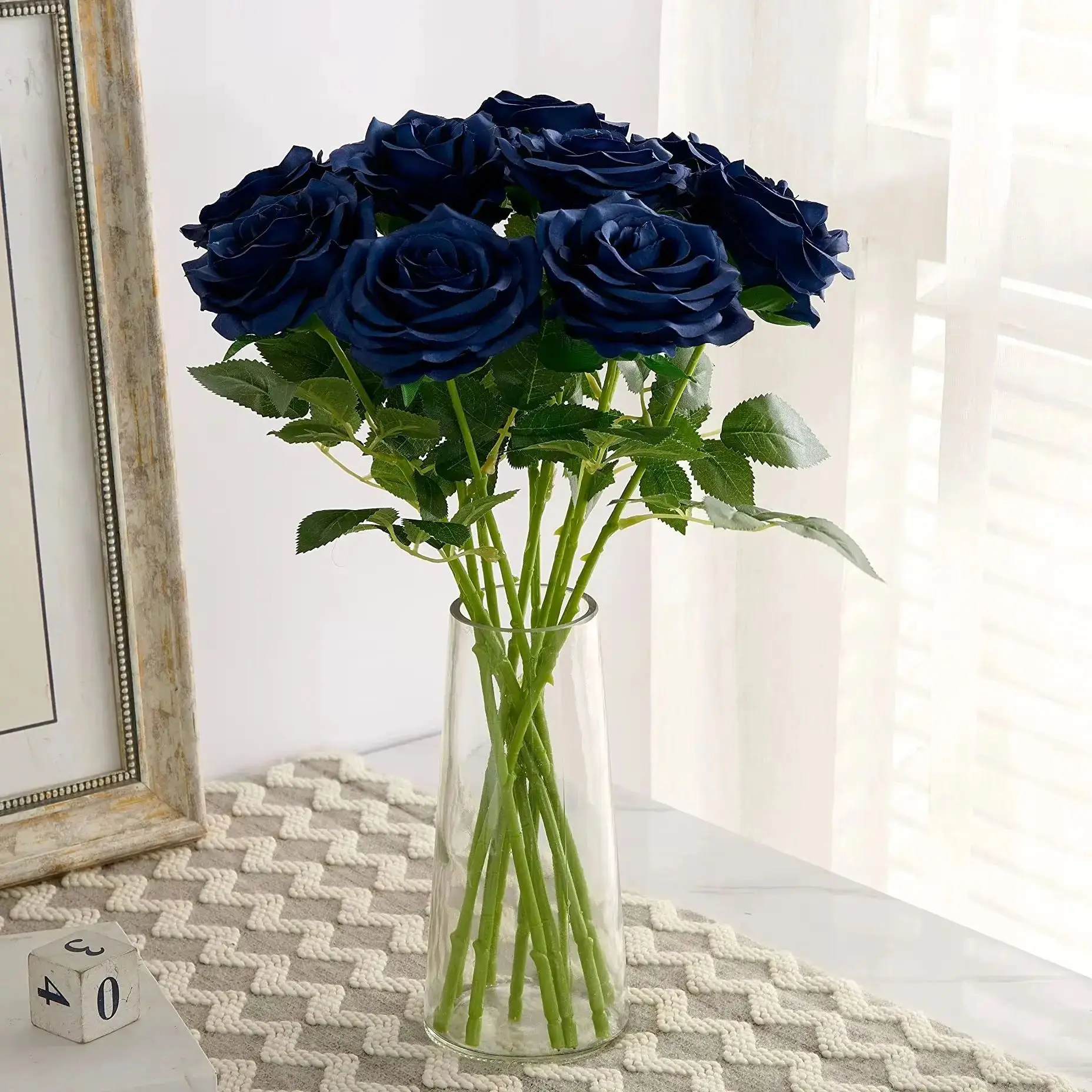 الورد الاصطناعي 10 قطع باقة الزهور المفتوحة ينبع الورد الصناعي لترتيب الزفاف، باقة الزفاف، زهور الحرير الصناعي المزيفة