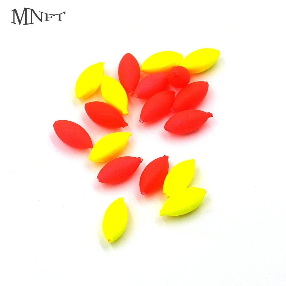 MNFT 200Pcs Oval Foam Floats Ball Bobber Rig Making Fishing Floating Beads Red/Yellow Indicator Fish Beans With Hole No Stopper