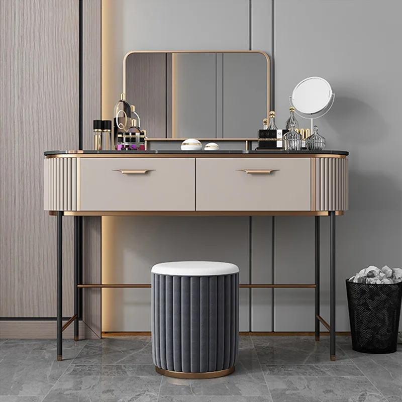 Light Luxury Stone Desktop Dresser Bedroom Modern Minimalist Small Household Dressing Table With Storage Makeup Table