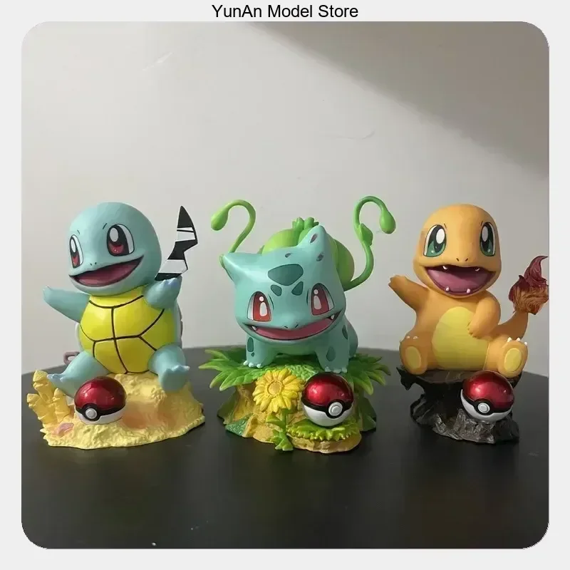 Anime-Figuren-Sammlung, Desktop-Dekoration, Ornament, 10 cm, Bulbasaur, Squirtle, Charmander, süße Geschenke für Fans