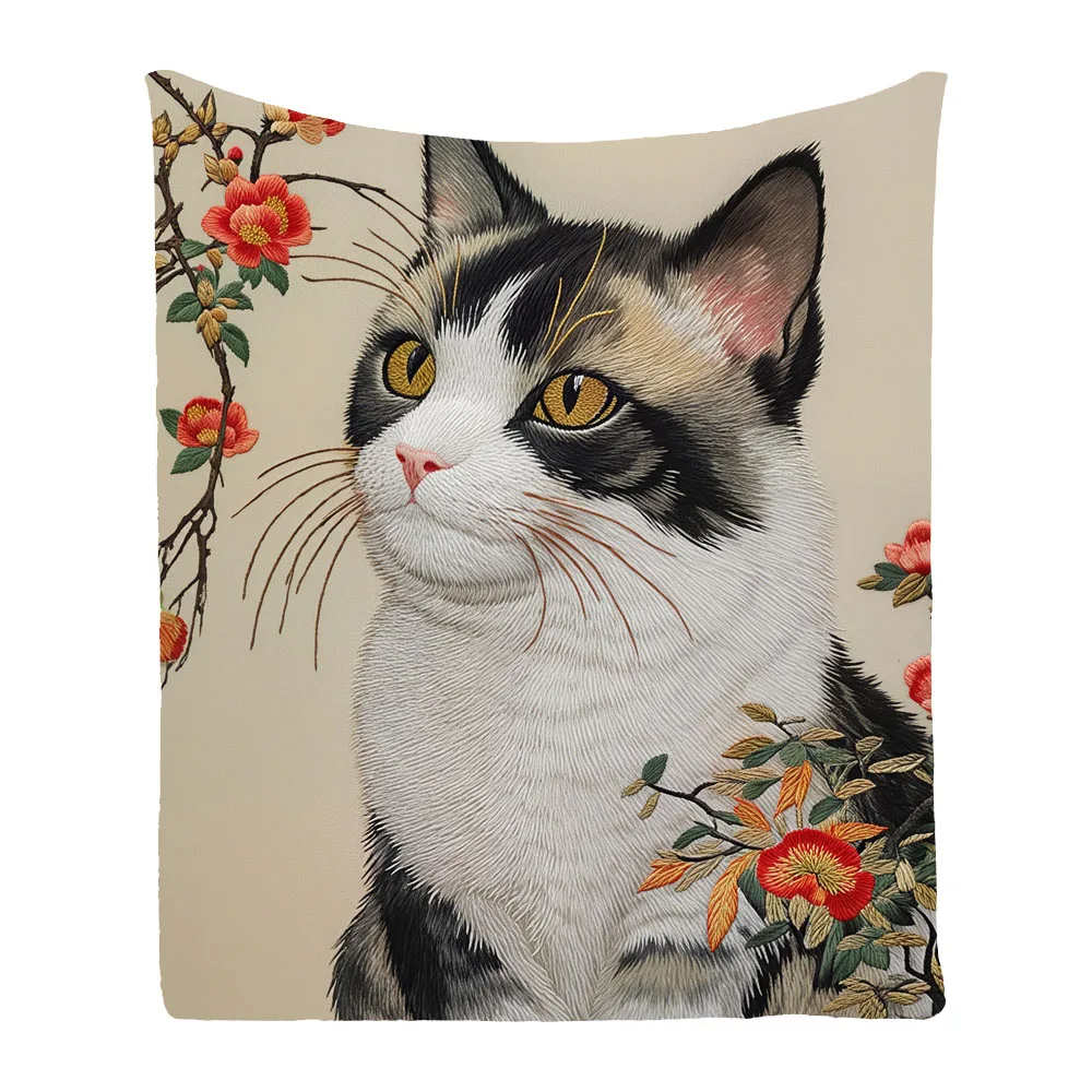 Cute Persian Cat Flower Comfy Flannel Sofa Couch Throw Bedspread Blanket Holiday Christmas Xmas Birthday Gift Drop Shipping