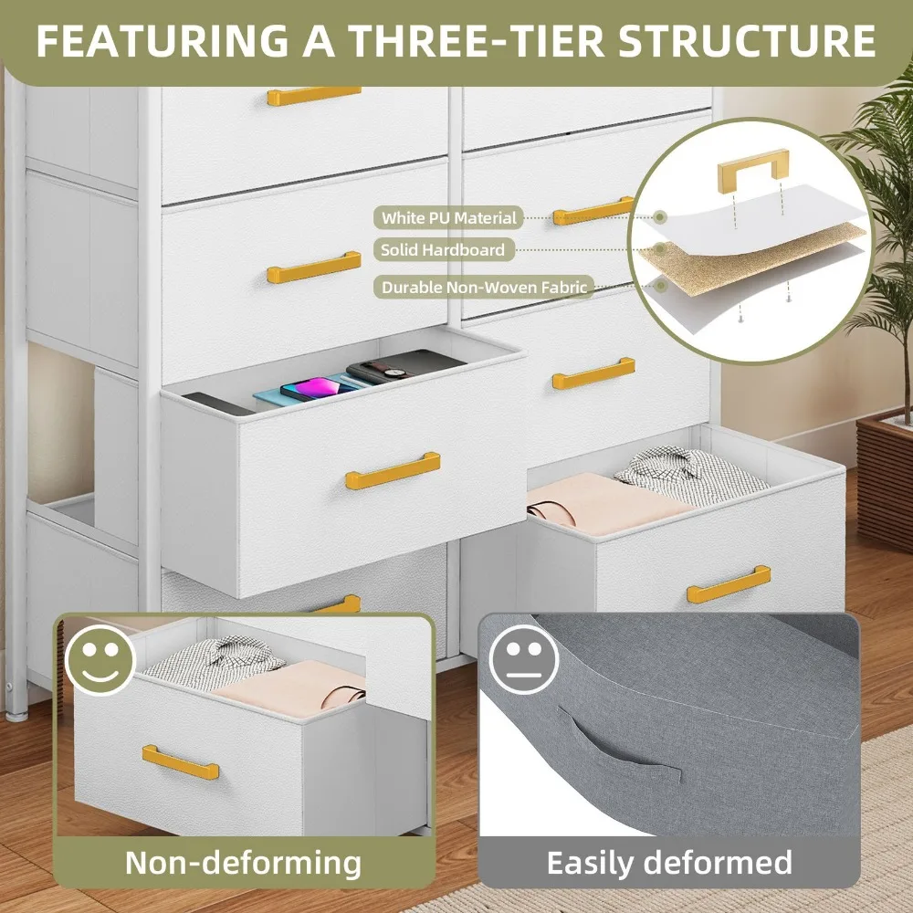 Lemari Laci 8 Tingkat Putih Kain Penutup Tinggi Anti Air Organizer Gagang Emas