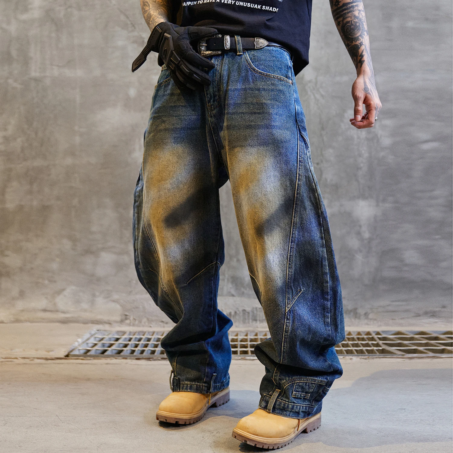 

Мужские джинсы в американском ретро-стиле, свободные, прямые, широкие, в пол, крутые, уличные, длинные брюки, повседневная одежда