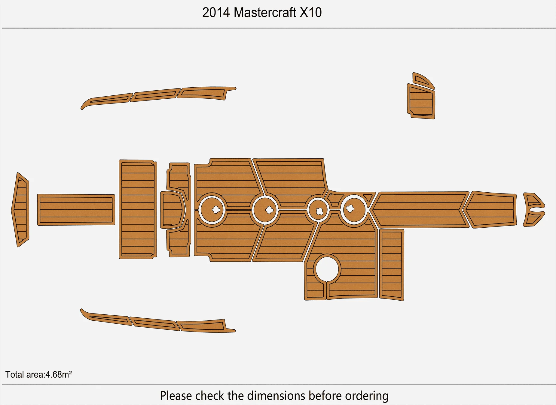 Marine Faux Teak EVA Non-Slip Mat -2014 Mastercraft X10 Self-Adhesive 1/4