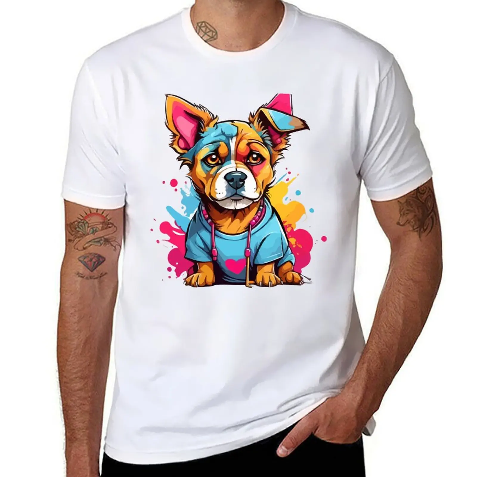 

Canine for funny shirts shirts Rainbow Companion The t T-Shirt Paws: anime man Colorful t cotton