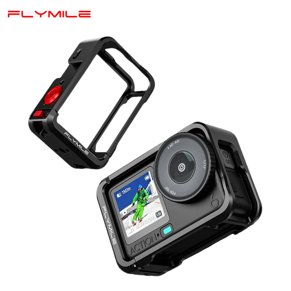 Flymile Metal Cage for DJI Osmo Action 6 Quick Release Protective Aluminum Alloy Frame Case Cold Shoe Rabbit Cage Accessories