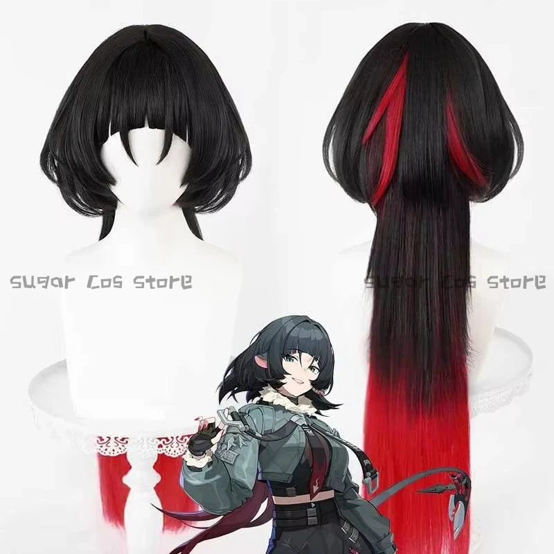 Jane Doe Game Cosplay Wig Zenless Zone Zero Black Red Long Hair New Eridu Halloween Party For Women Girls Role Play Props