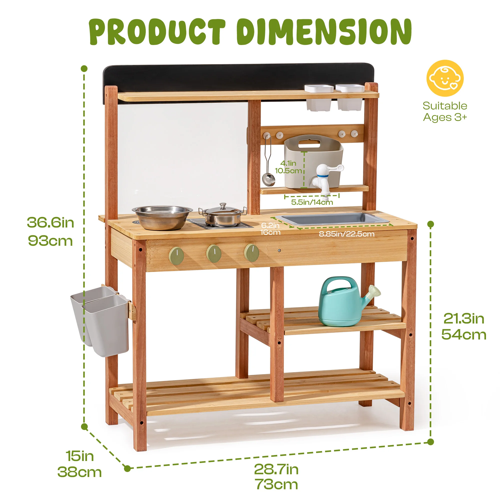 Robud Montessori Mud Kitchen D - Kids Outdoor Mud Kitchen ulasan dan harga