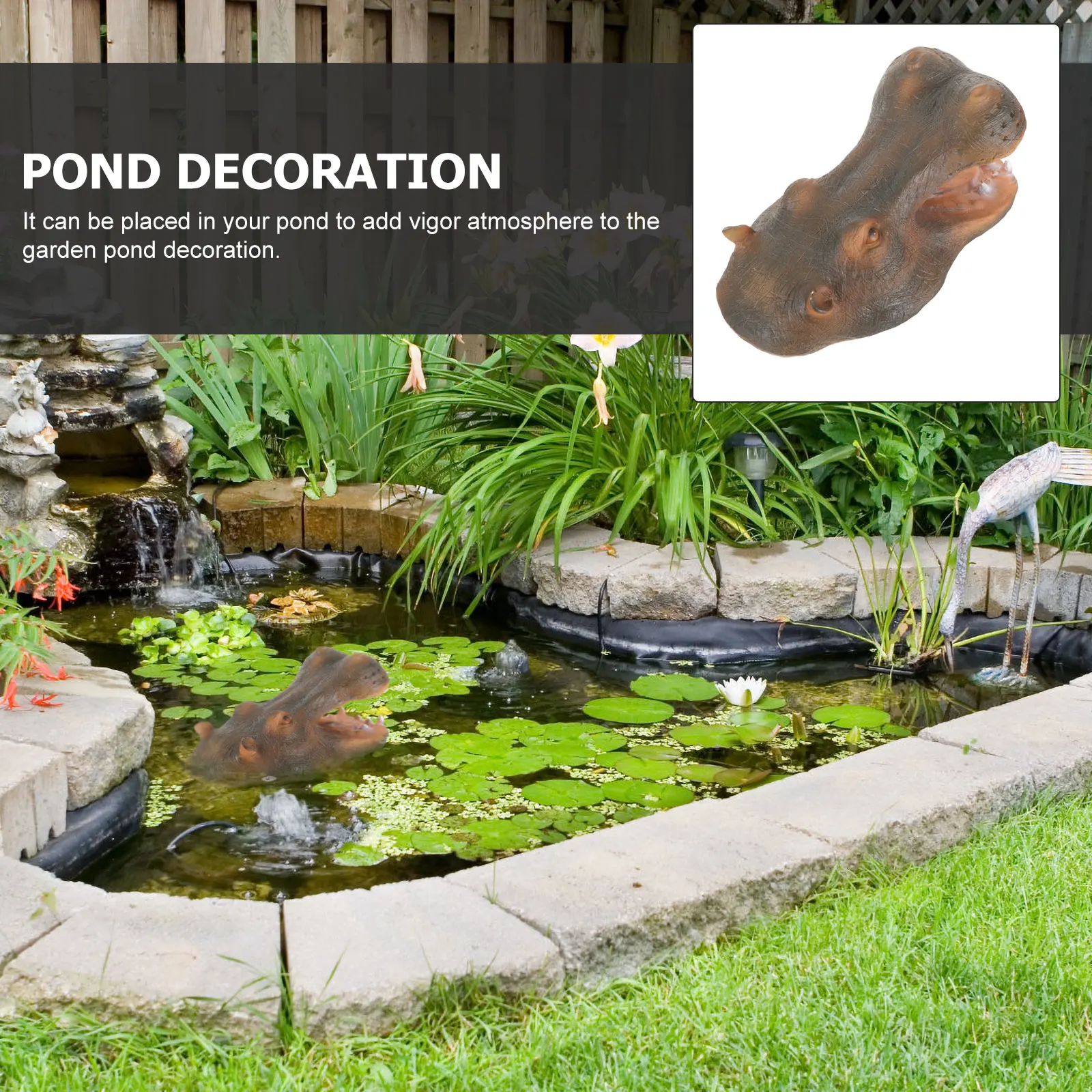

Resin Hippo Head Statue Water Floating Decoration Garden Pond Outdoor nament Desktop Display Craft Gift Home Decor Figurine