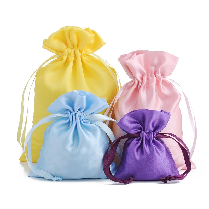 StoBag 50pcs Wholesale Silk Small Drawstring Bags Candy Gift Jewelry Packaging Storage Bundle Pocket Reusable Pouches Portable