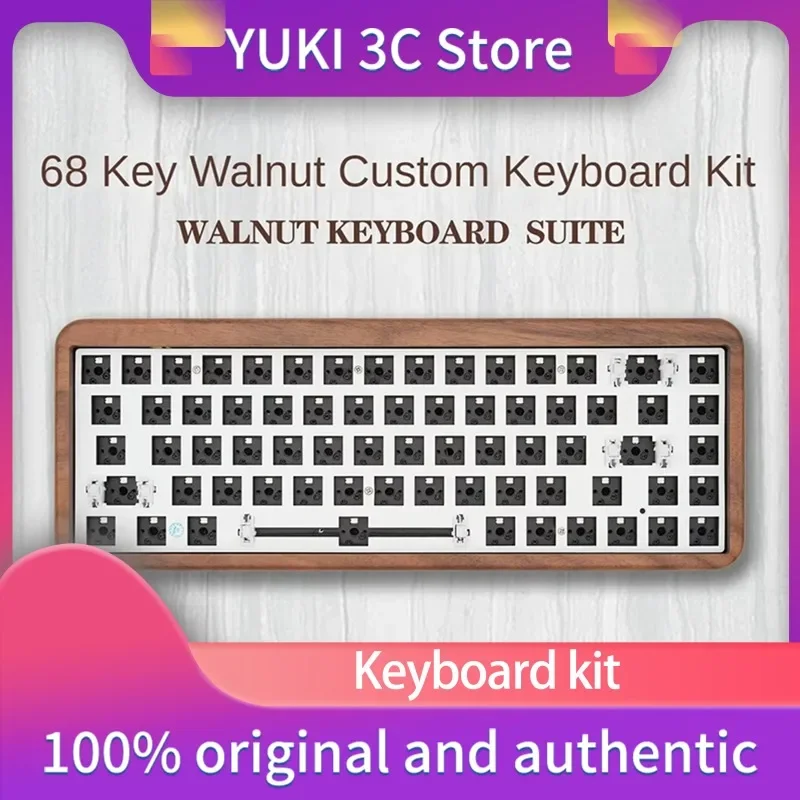 Walnut Wooden Mechanical Keyboard Kit Gamer Wireless Tri-mode Bluetooth Hot-swap Gasket Customization Macrokey Various Styles