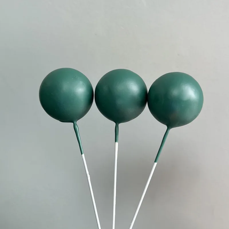 20Pcs Jungle Cake Decorations Green Balls Cake Toppers Pearl Dark Sage Green Ball Cake Topper Safari Baby Shower Birthday Decor view 3