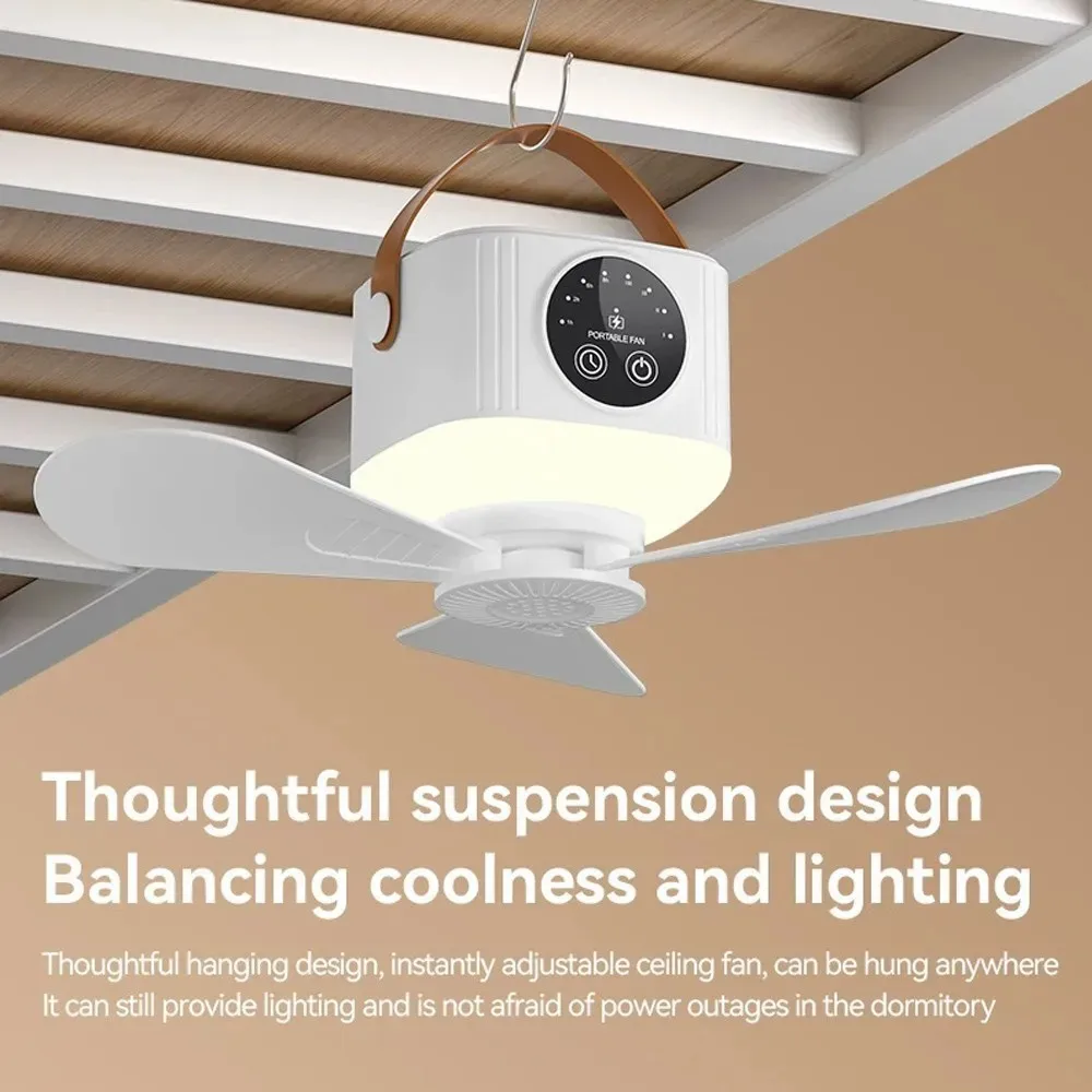 

D5 Camping Lantern with Night Light Ceiling Fan 4-speed Adjustable Wind Speed Wireless Remote Control Portable Mini Home USB Fan