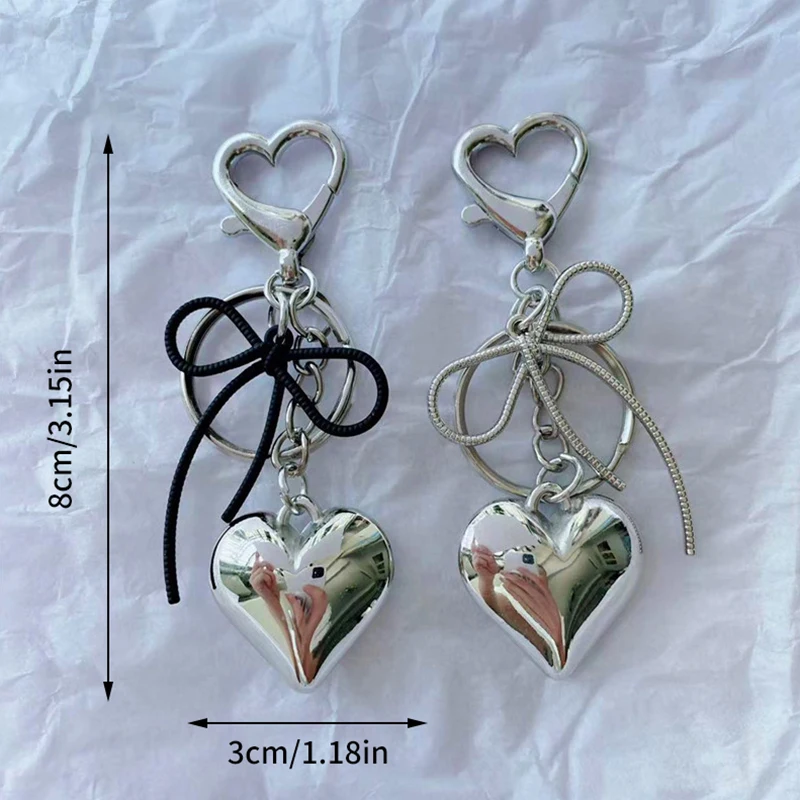 Ins Style Bow Bowknot Pearls Bag Pendant Charm Heart Keychain Elegant Beaded Keyring Sweet Key Chain Phone Key Bag Hangings