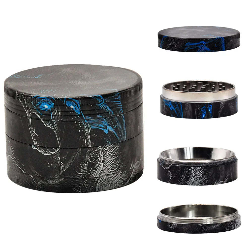 Hornet liga de zinco erva triturador 63mm 4 peça estilo crânio picante triturador moinho metal molinillo humo accesorios para el tabaco