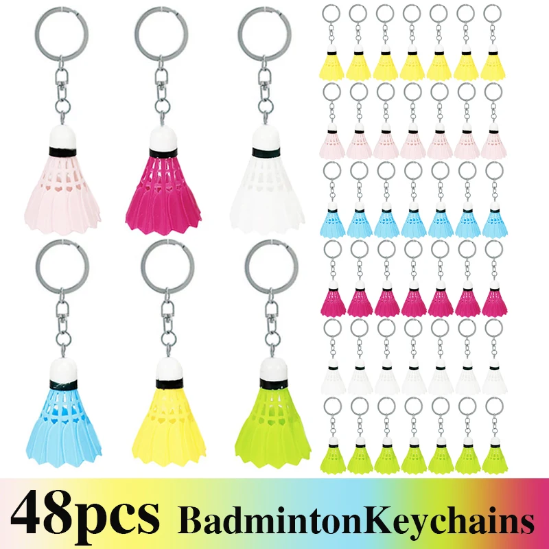 

48Pcs Badminton Key Ring Badminton Keychain DIY Shuttlecock Ball Charms Ring Keychain Handbag Backpack Hanging Ornament