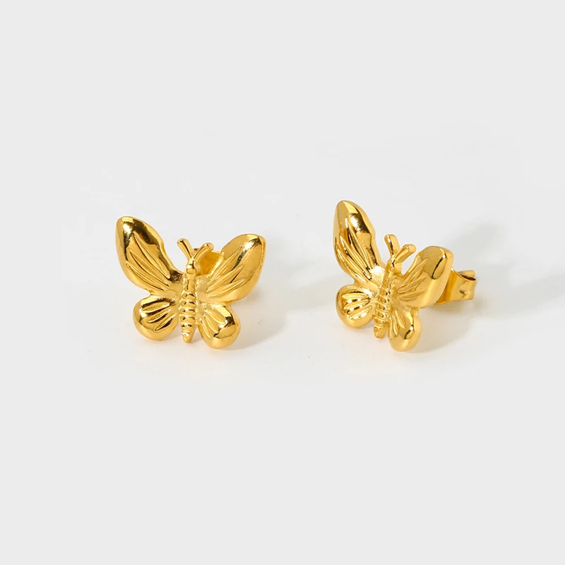 

Trend Stainless Steel Cute Small Women Jewelry Butterfly 18k Gold Color Butterfly Stud Earring for Girls Party Gift